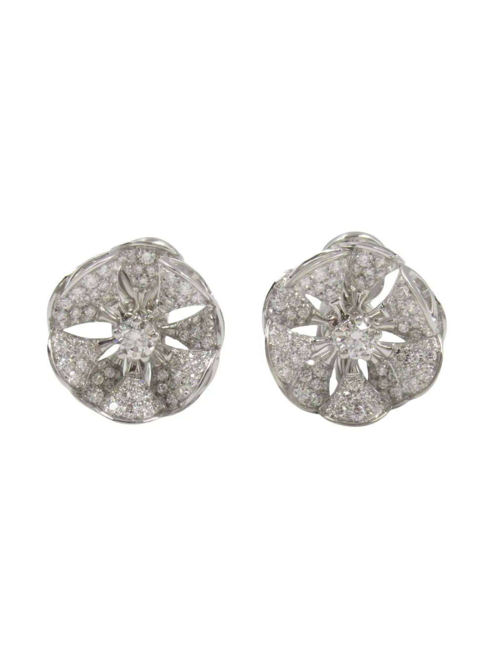 Bvlgari Pre-Owned 2010s 18K white gold Diva Dream diamond earrings - Bvlgari Pre-Owned 2010s 18K white gold Diva Dream diamond earrings -