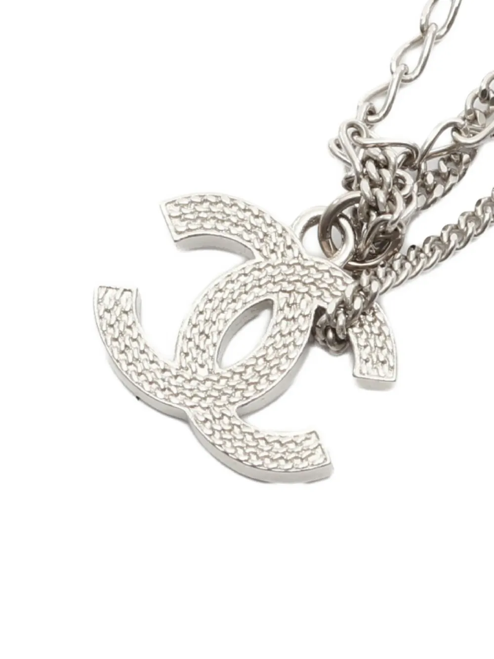 Pre-owned Chanel 1986-1988 Coco Mark Necklace In Silver