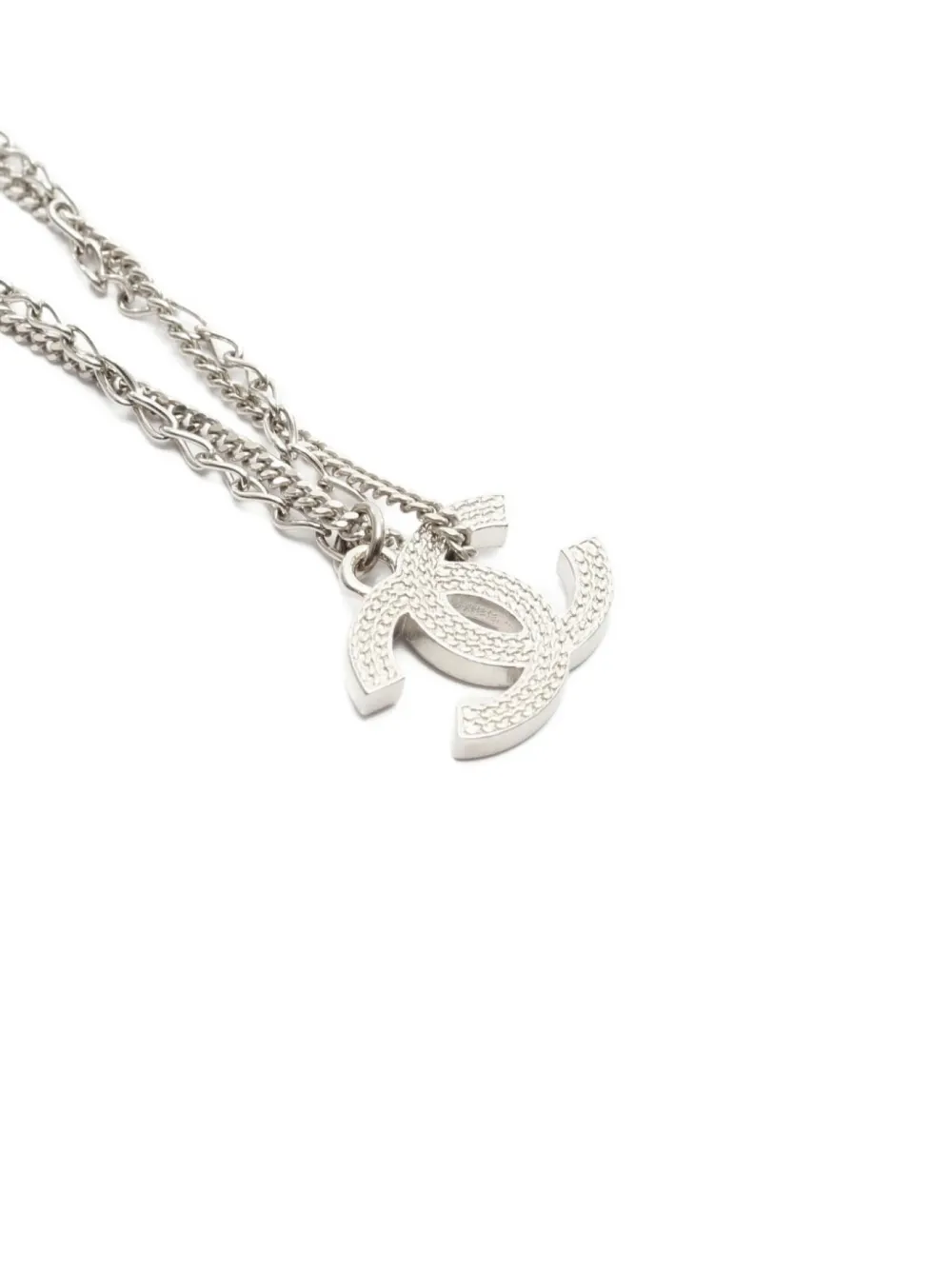 Pre-owned Chanel 1986-1988 Coco Mark Necklace In Silver
