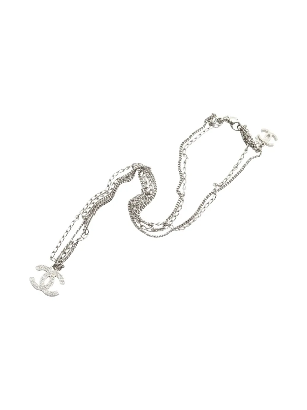 Pre-owned Chanel 1986-1988 Coco Mark Necklace In Silver