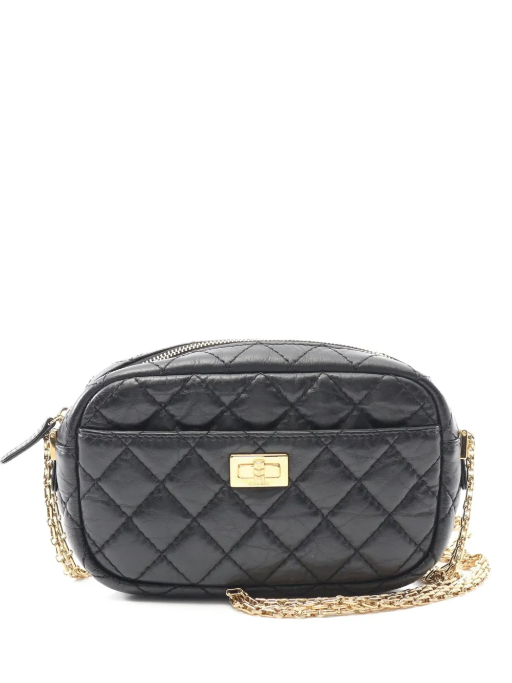 CHANEL Pre-Owned 2019 2.55 Chevron V-stitch shoulder bag - ブラック CHANEL Pre-Owned 2019 2.55 Chevron V-stitch shoulder bag - ブラック