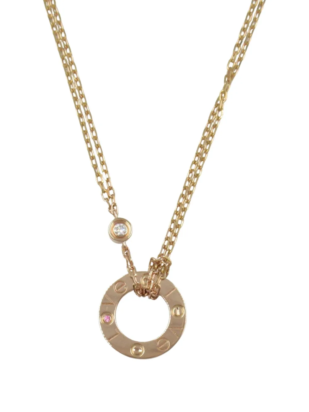 Cartier 2010s 18K rose gold Love Circle diamond and sapphire necklace Cartier 2010s 18K rose gold Love Circle diamond and sapphire necklace