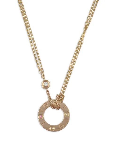 Cartier 2010s 18K rose gold Love Circle diamond and sapphire necklace
