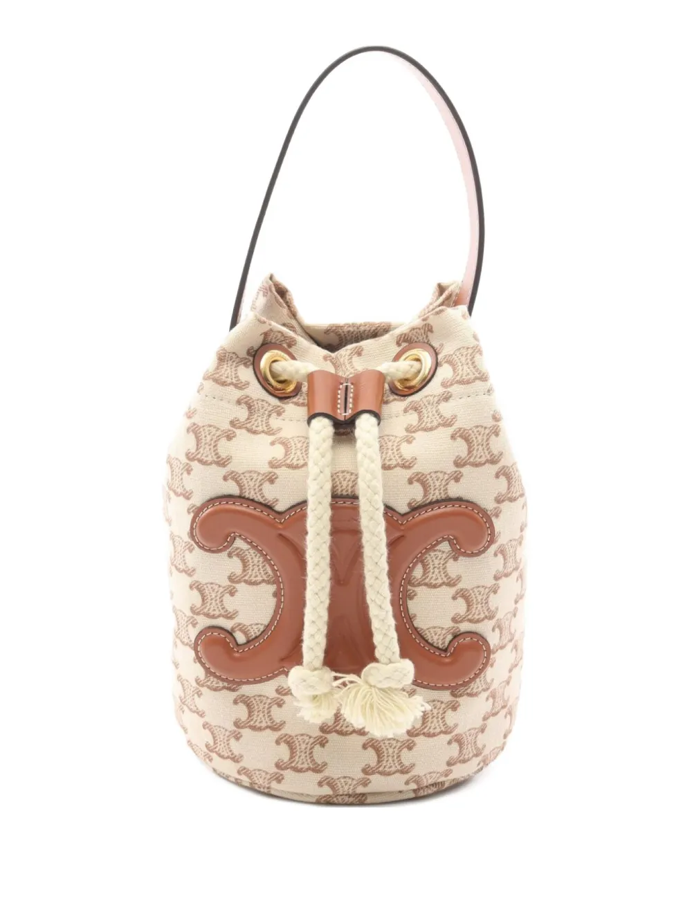 Pre-owned Celine 2010s Teen Drawstring Triomphe Handbag In Neutral