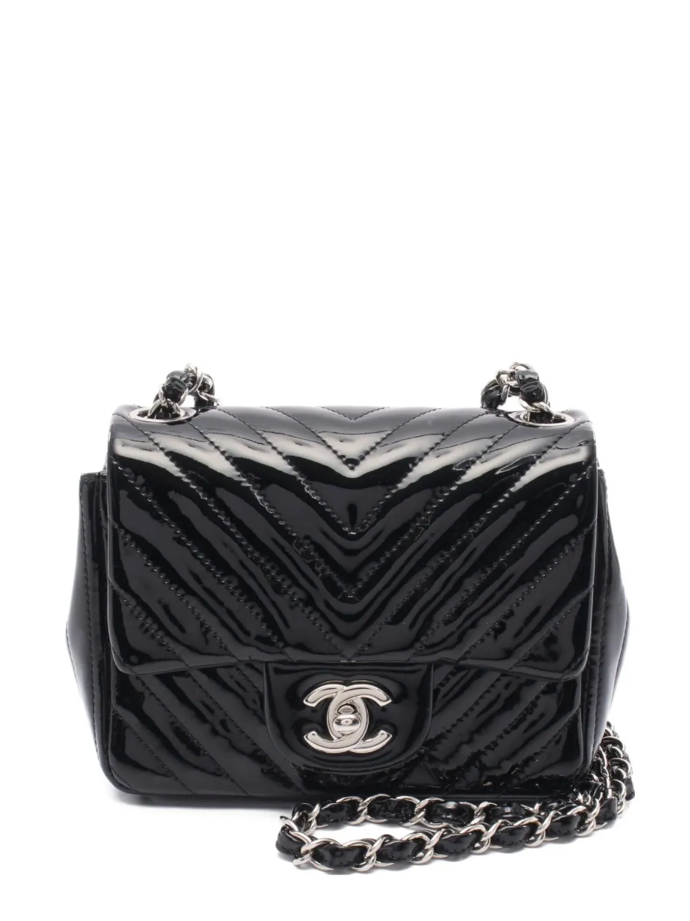 CHANEL Pre-Owned 2015-2016 Chevron V-stitch shoulder bag - ブラック CHANEL Pre-Owned 2015-2016 Chevron V-stitch shoulder bag - ブラック