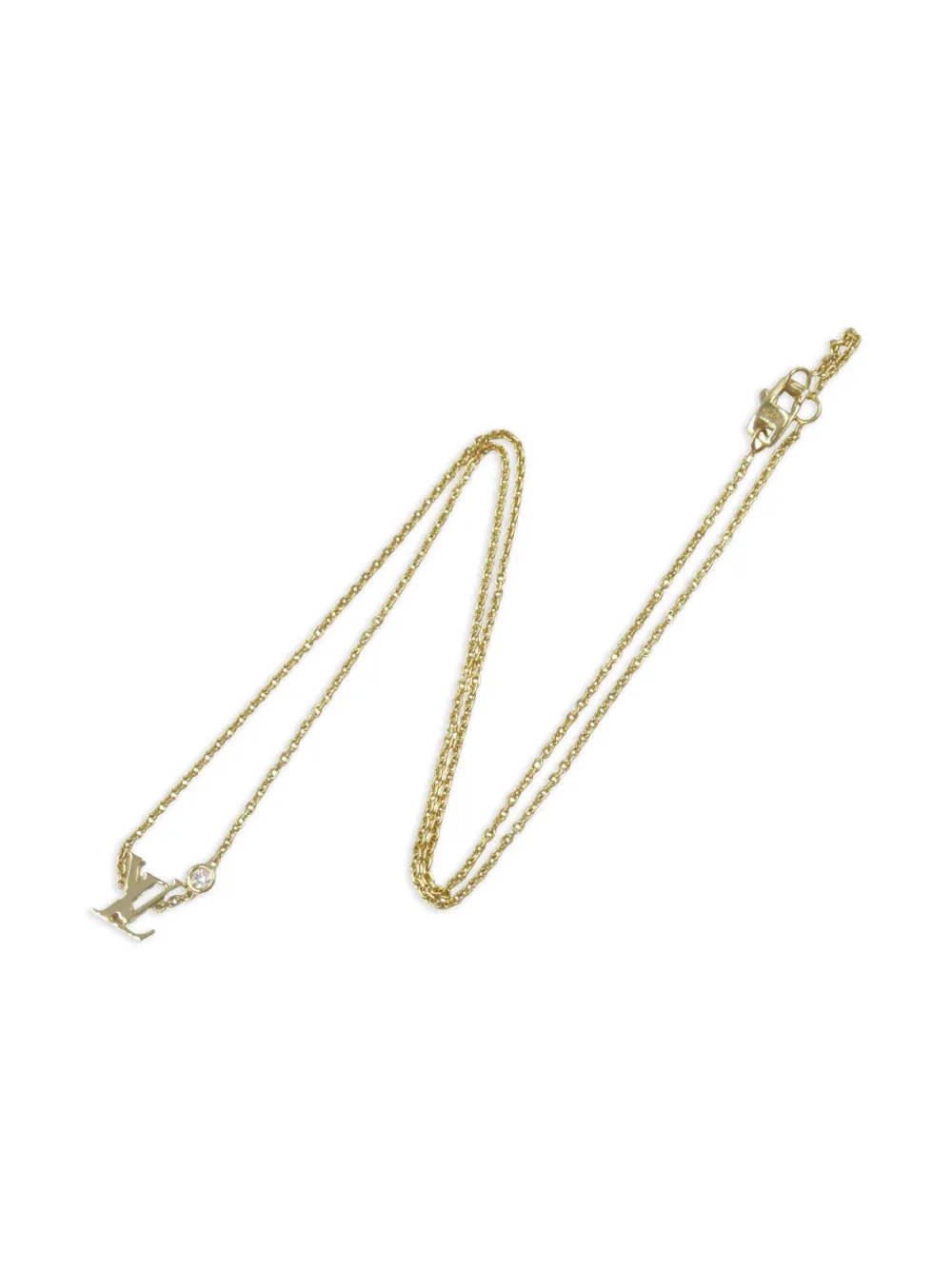 Louis Vuitton Pre-Owned 2010s 18K yellow gold monogram-pendant diamond necklace | Image 2