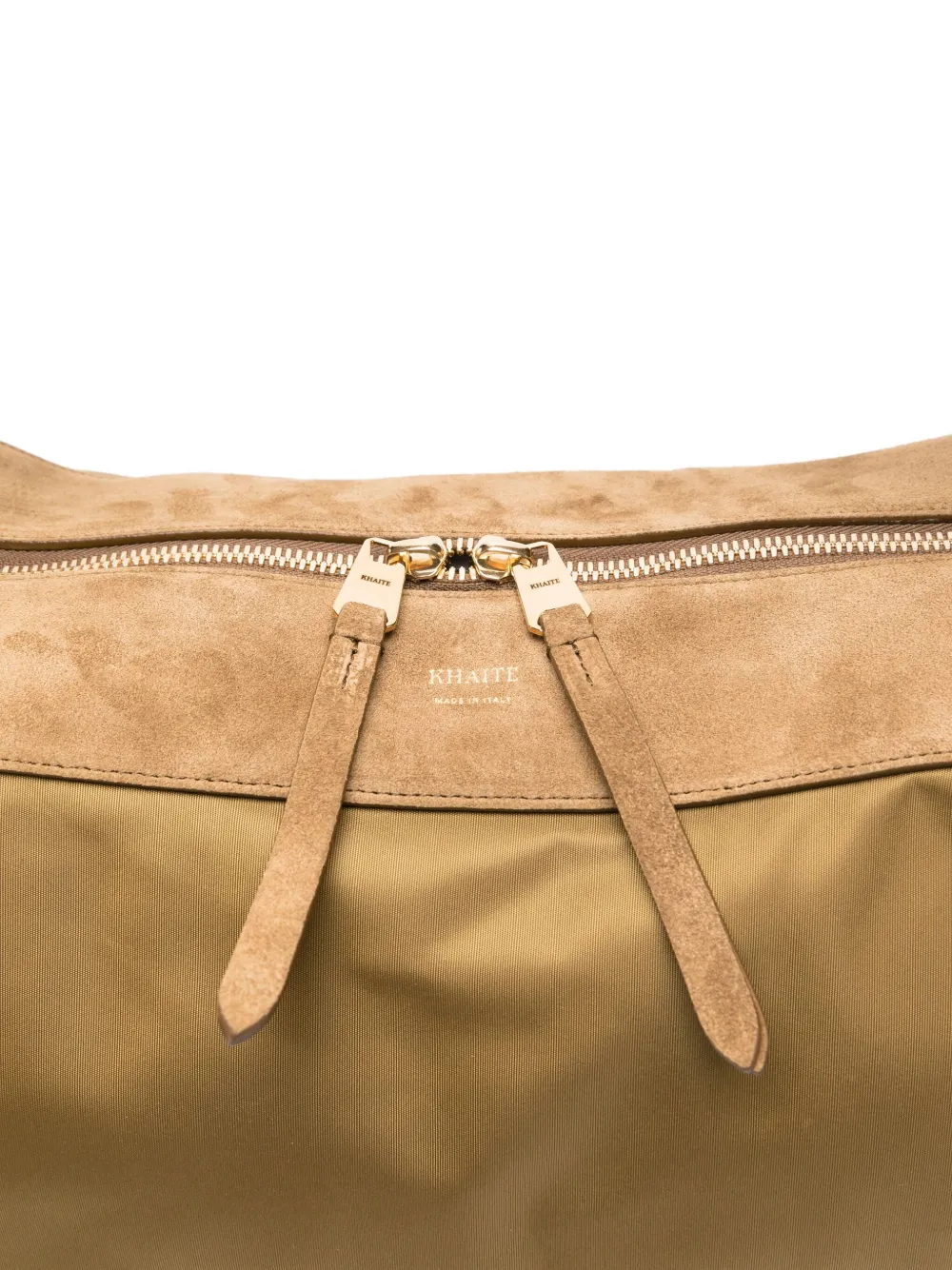KHAITE suede-trimmed shoulder bag Groen