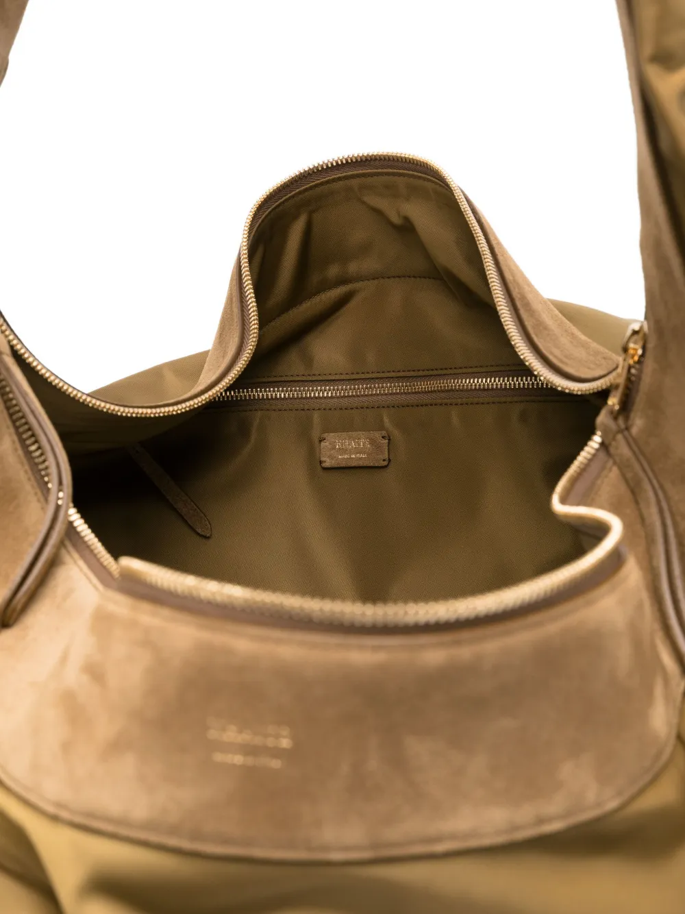 KHAITE suede-trimmed shoulder bag Groen