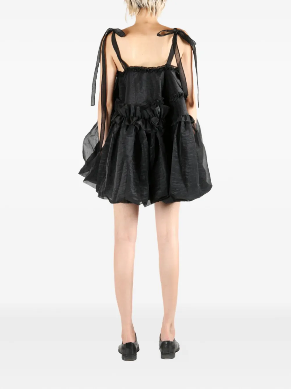 Cecilie Bahnsen Cristina ruffled tie-strap mini dress Zwart