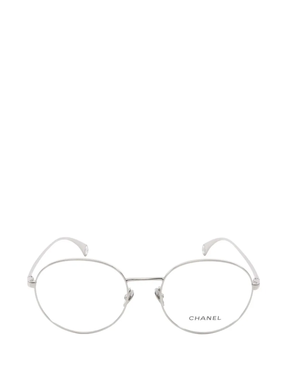 CHANEL Pre-Owned 1986-1988 oval-shape glasses - シルバートーン CHANEL Pre-Owned 1986-1988 oval-shape glasses - シルバートーン