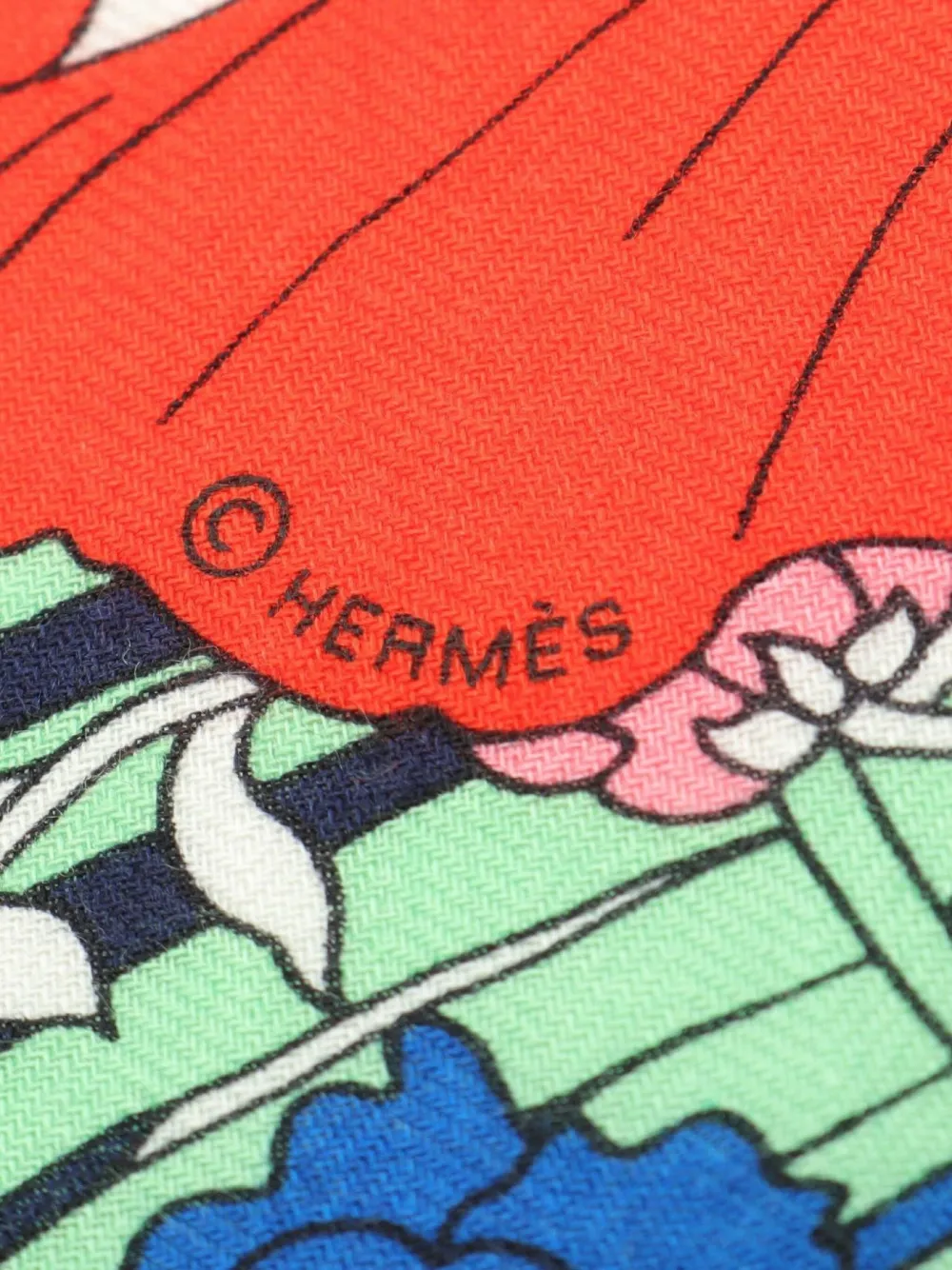 Pre-owned Hermes 2020s Triangle Geant Robe Legere Scarf In Blue