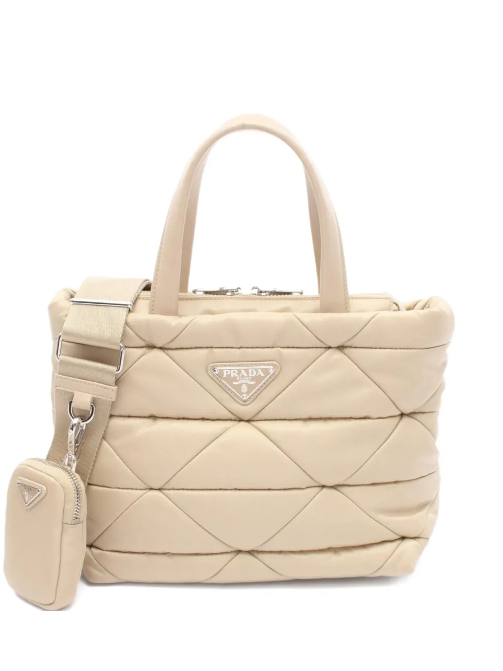 Prada Pre-Owned 2010s quilted padded handbag - ニュートラル Prada Pre-Owned 2010s quilted padded handbag - ニュートラル