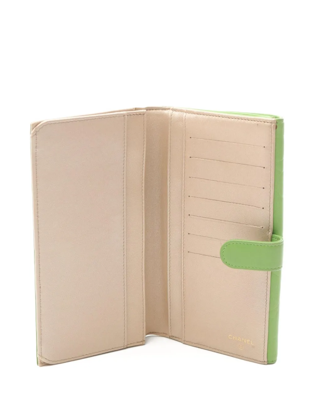 Pre-owned Chanel 2011 Camellia Bi-fold Wallet In Green