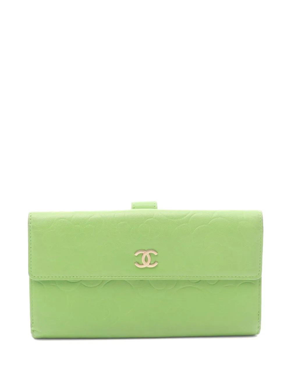 CHANEL Pre-Owned 2011 カメリア二つ折り財布 - グリーン CHANEL Pre-Owned 2011 カメリア二つ折り財布 - グリーン
