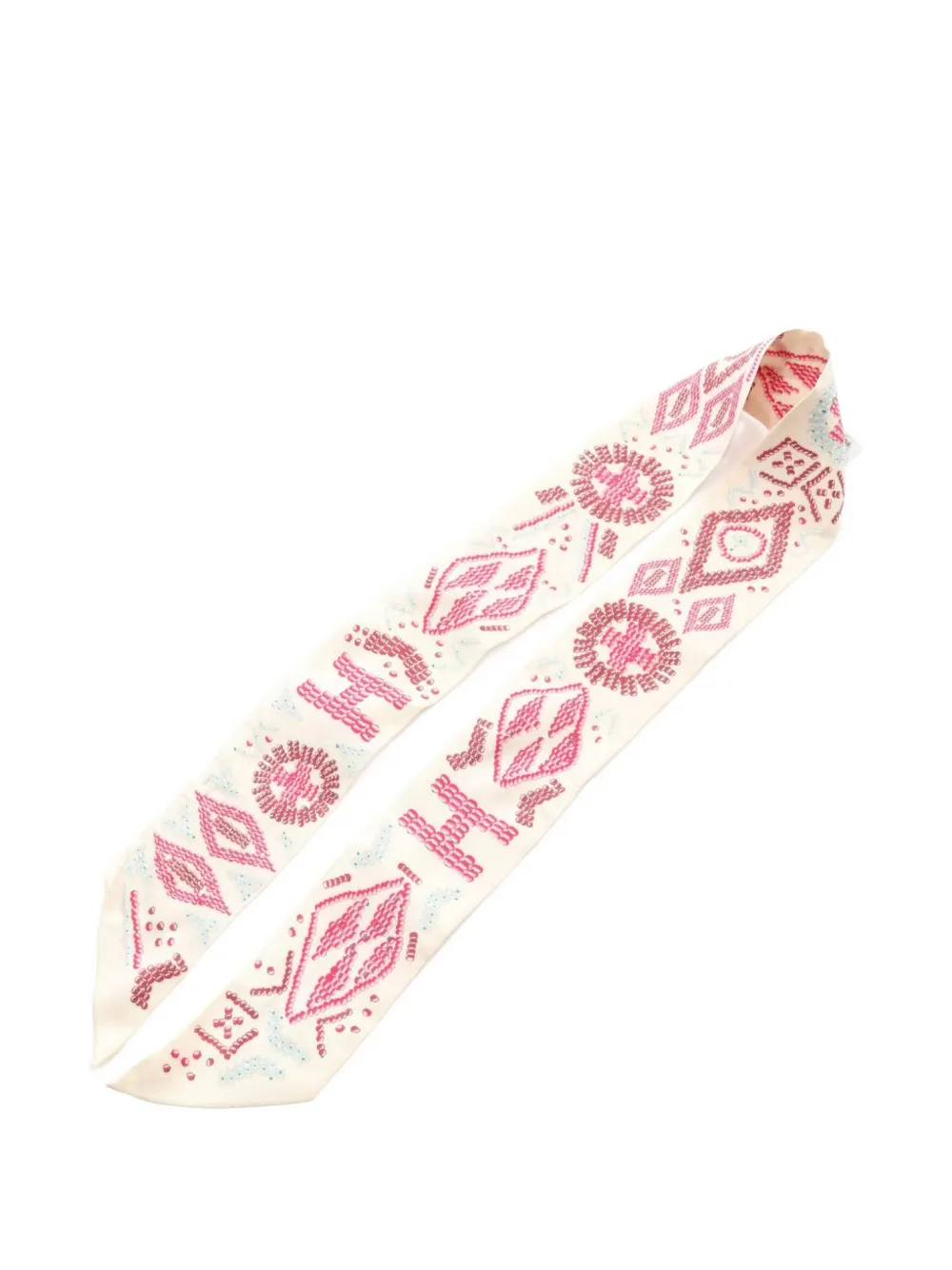 Hermès Pre-Owned 2000s KELLY EN PERLES ribbon silk scarf | Neutrals | Image 1