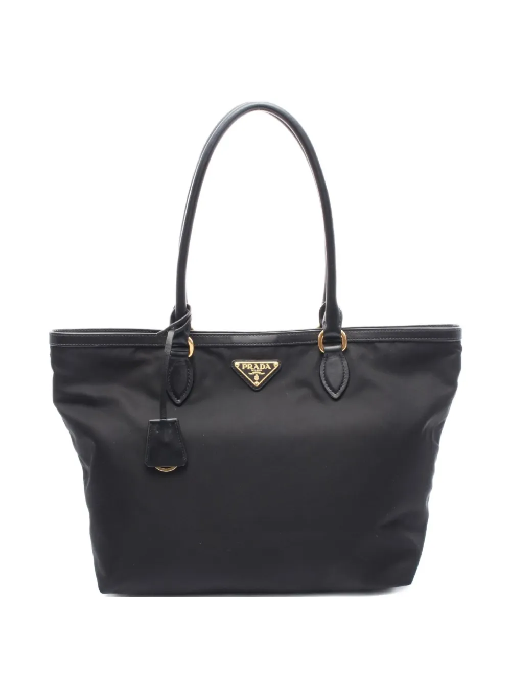 Pre-owned Prada 2010 Logo-jacquard Tote Bag In Black