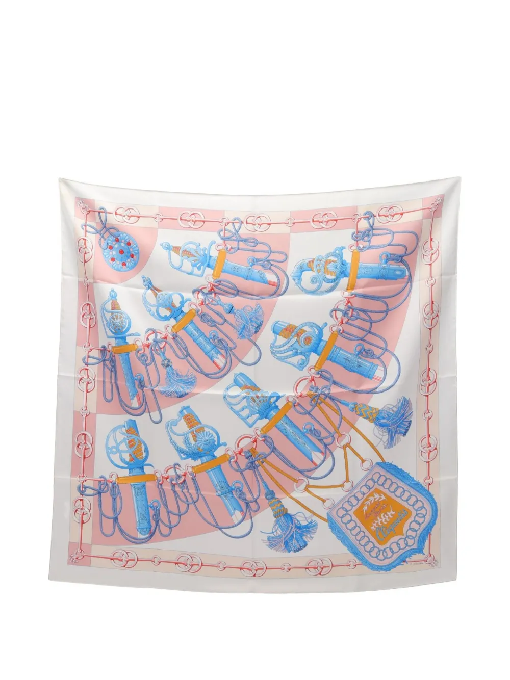 Pre-owned Hermes 2020s Carres 90 Cliquetis Scarf In White
