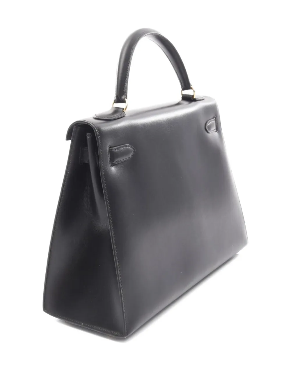 Pre-owned Hermes 1996 Kelly 32 Box Calf Handbag In Black