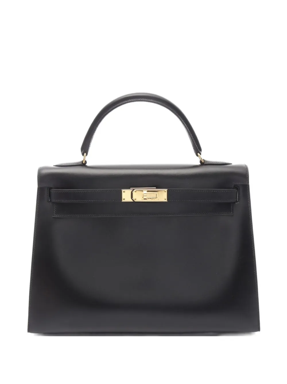 Pre-owned Hermes 1996 Kelly 32 Box Calf Handbag In Black
