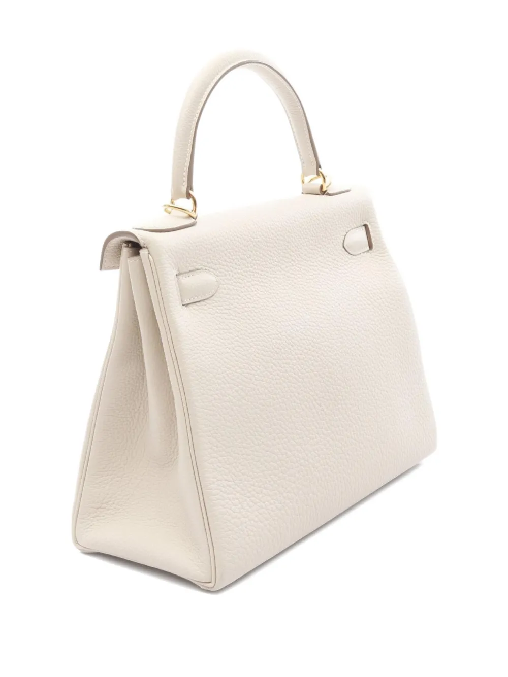 Pre-owned Hermes 2021 Kelly 28 Togo Leather Handbag In White