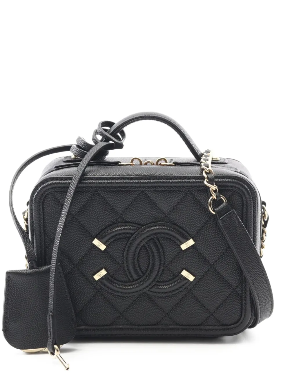 CHANEL Pre-Owned 2019 ココマーク フィグリー ハンドバッグ S - ブラック CHANEL Pre-Owned 2019 ココマーク フィグリー ハンドバッグ S - ブラック