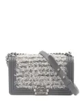 CHANEL Pre-Owned 2016-2017 Boy tweed shoulder bag - Grey