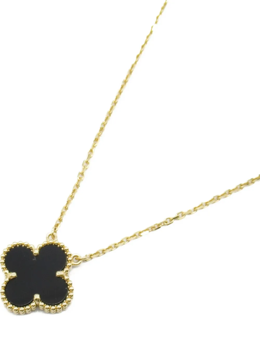 Van Cleef & Arpels 2010s 18K yellow gold Alhambra onyx necklace - Van Cleef & Arpels 2010s 18K yellow gold Alhambra onyx necklace -