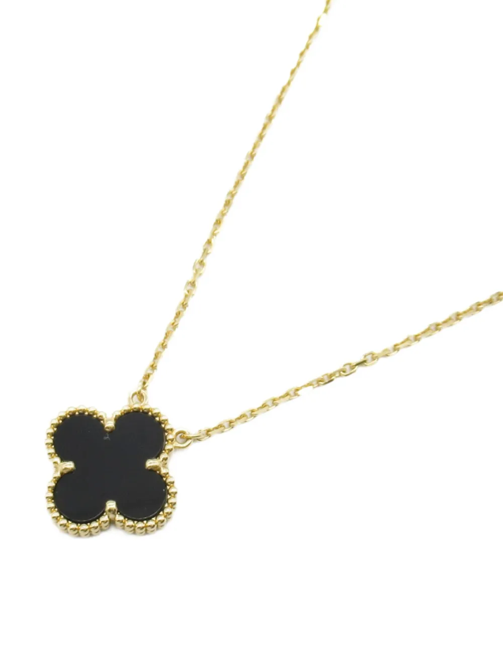 Van Cleef & Arpels 2010s アルハンブラ オニキス ネックレス 18Kイエローゴールド - ゴールドトーン Van Cleef & Arpels 2010s アルハンブラ オニキス ネックレス 18Kイエローゴールド - ゴールドトーン