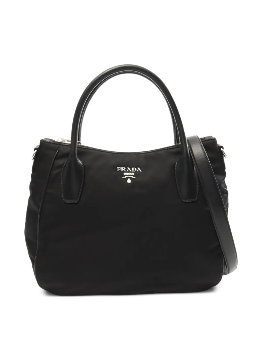 Prada Pre-Owned 2010s leather-trim tote bag | Black | Image 1