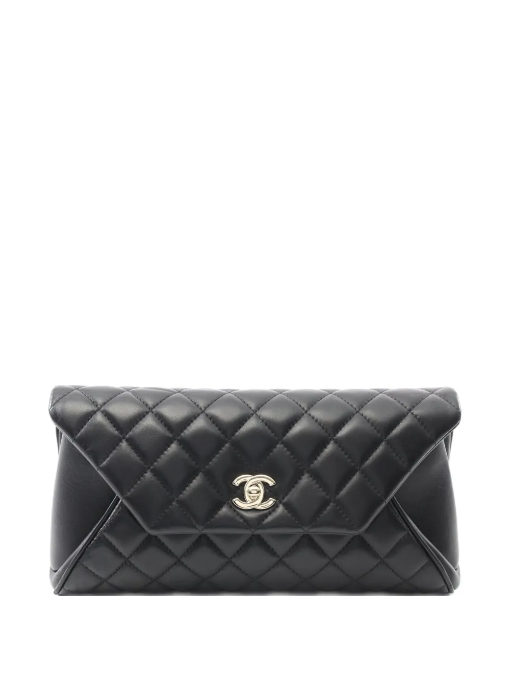CHANEL Pre-Owned 2017-2018 quilted lambskin clutch bag - ブラック CHANEL Pre-Owned 2017-2018 quilted lambskin clutch bag - ブラック