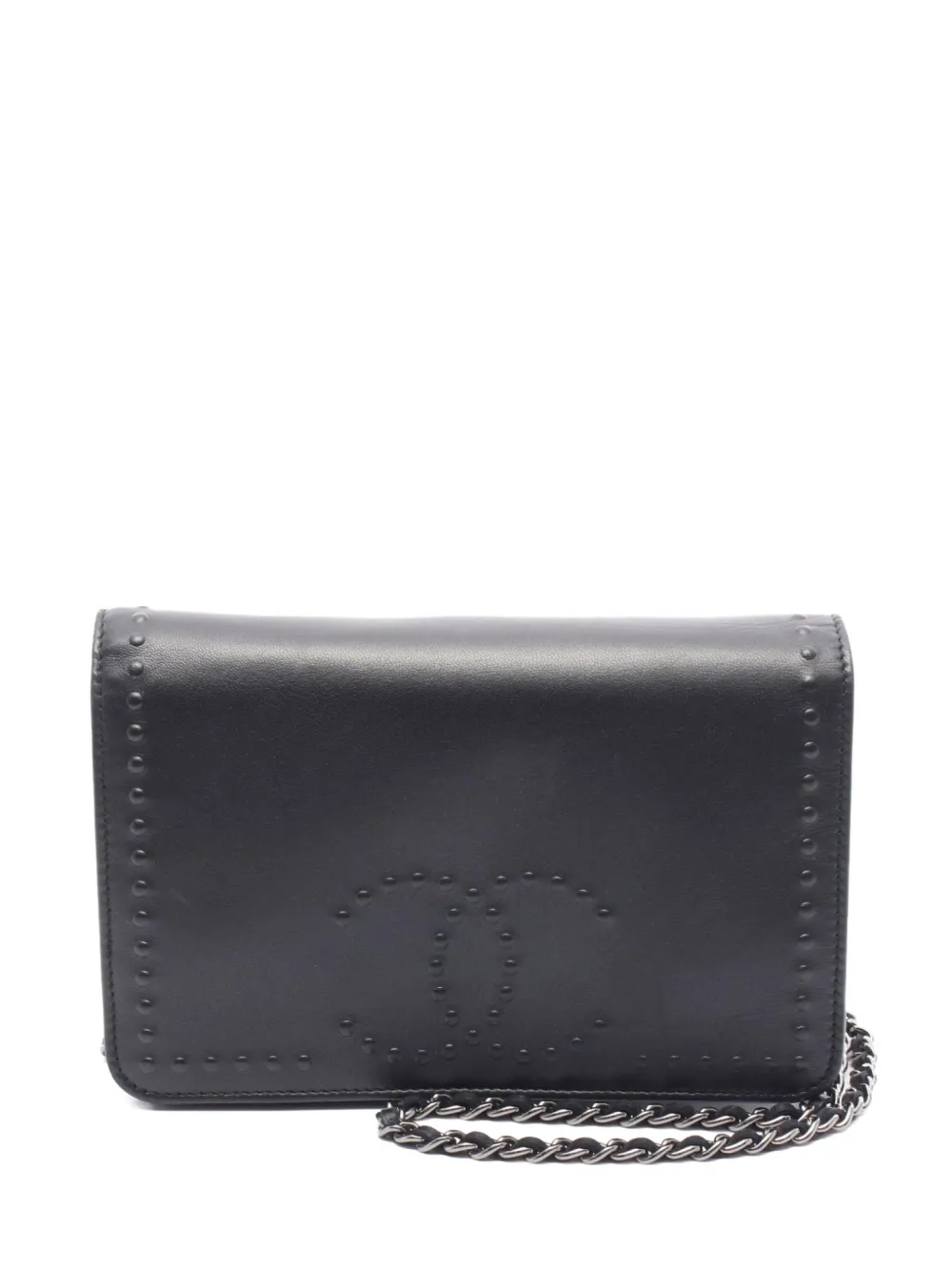 CHANEL Pre-Owned 2013-2014 Coco Mark wallet on chain - ブラック CHANEL Pre-Owned 2013-2014 Coco Mark wallet on chain - ブラック