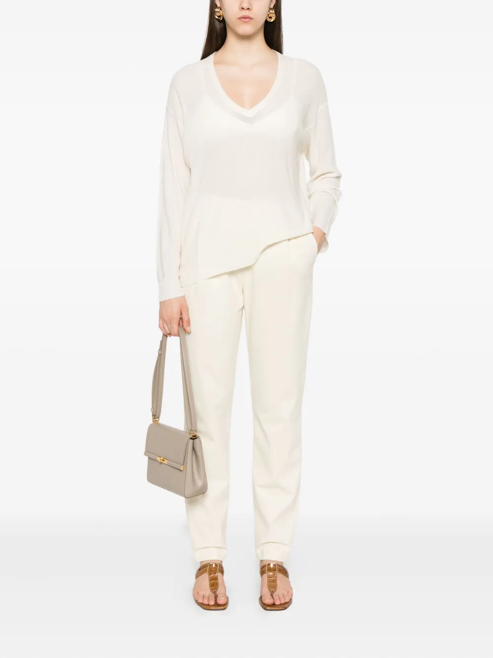 Fabiana Filippi pleated-detail drawstring trousers Beige