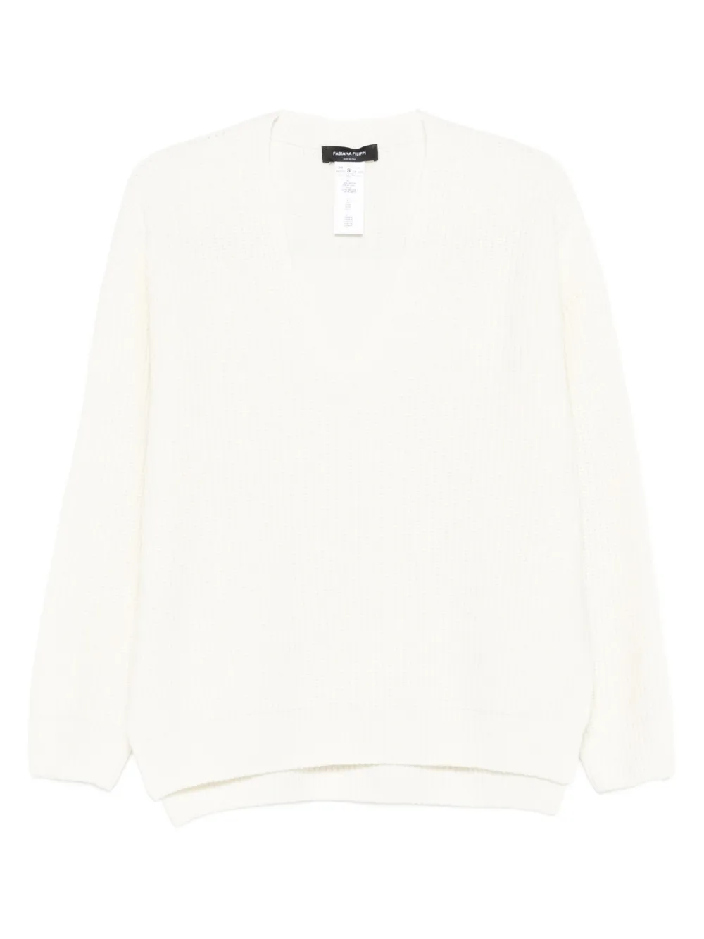 Fabiana Filippi Geribbelde trui met V-hals Beige