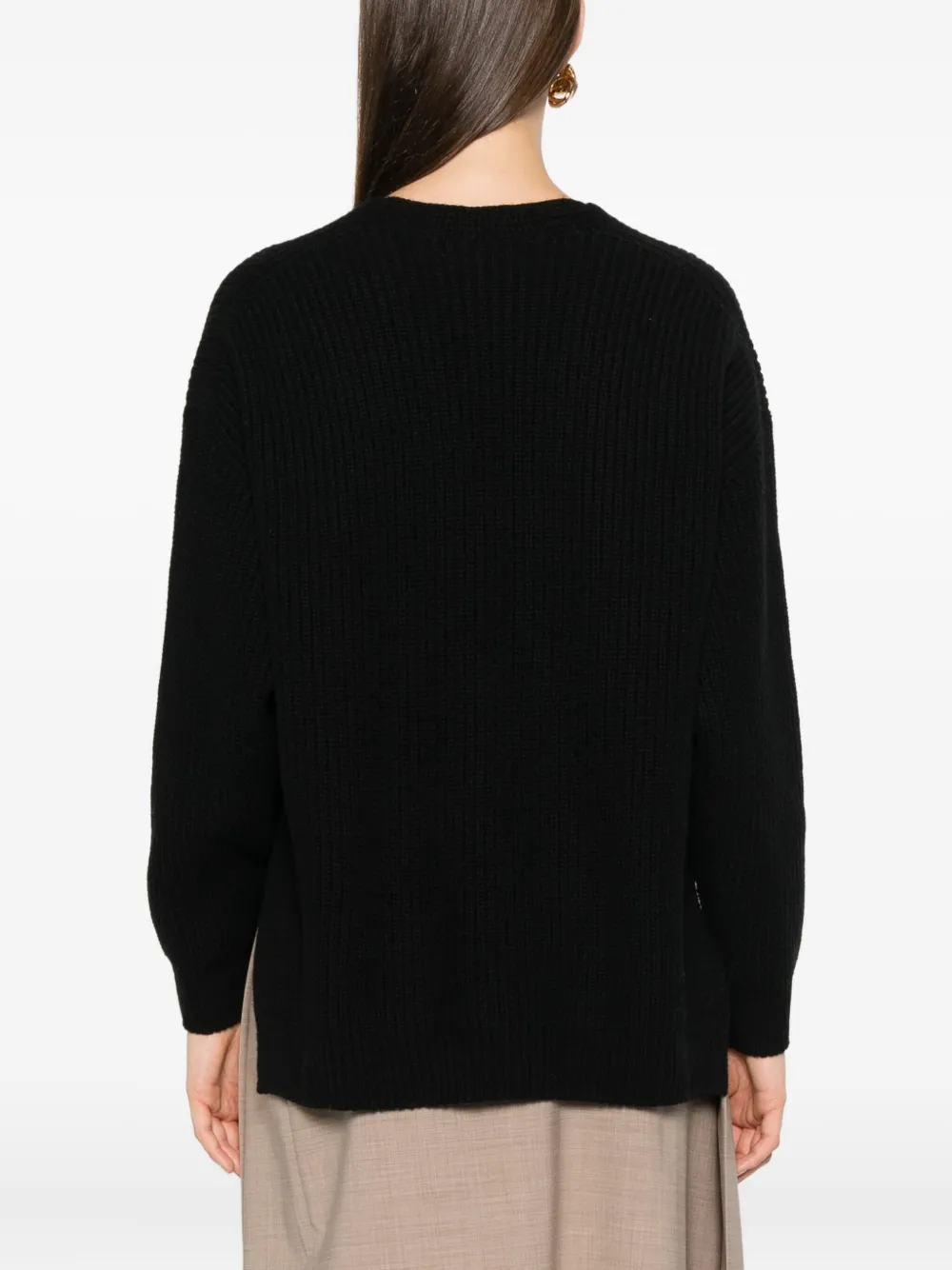 Fabiana Filippi V-neck Ribbed Knit Sweater In Black