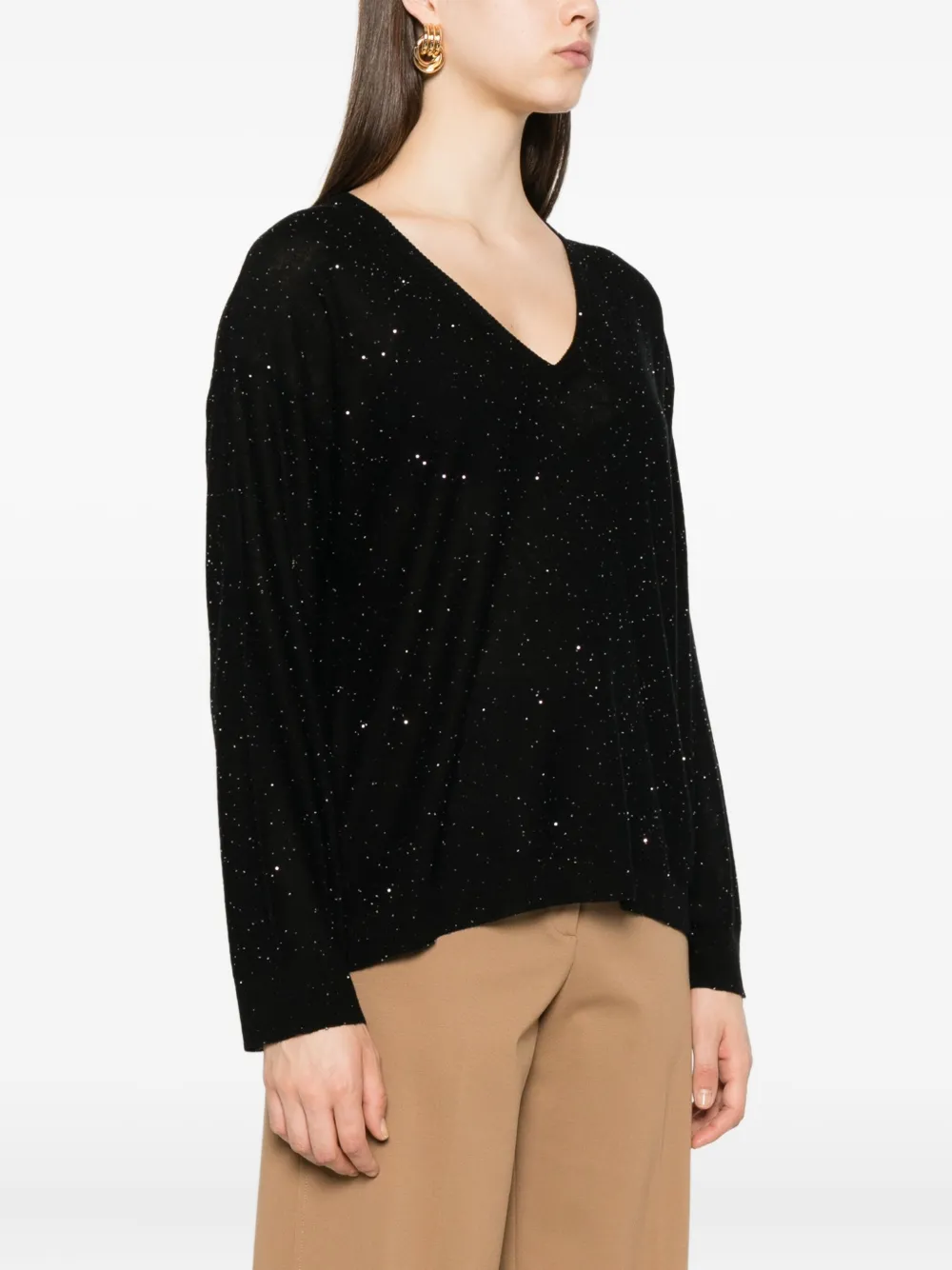 Fabiana Filippi Trui met V-hals en glitter Zwart