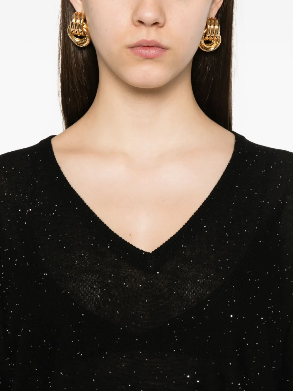 Fabiana Filippi Trui met V-hals en glitter Zwart