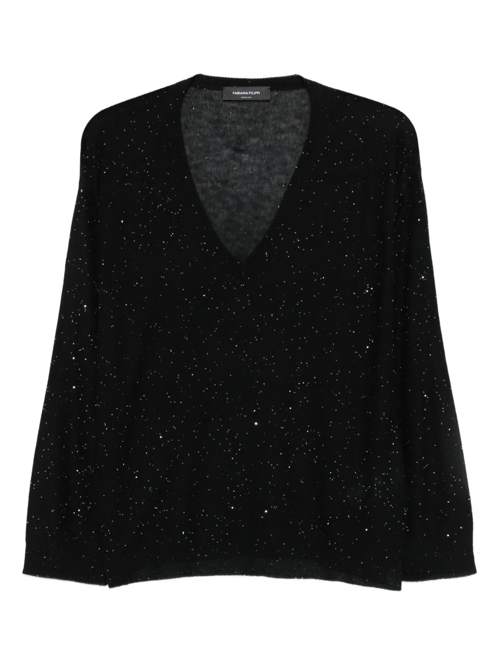 Fabiana Filippi glitter V-neck sweater - ブラック Fabiana Filippi glitter V-neck sweater - ブラック