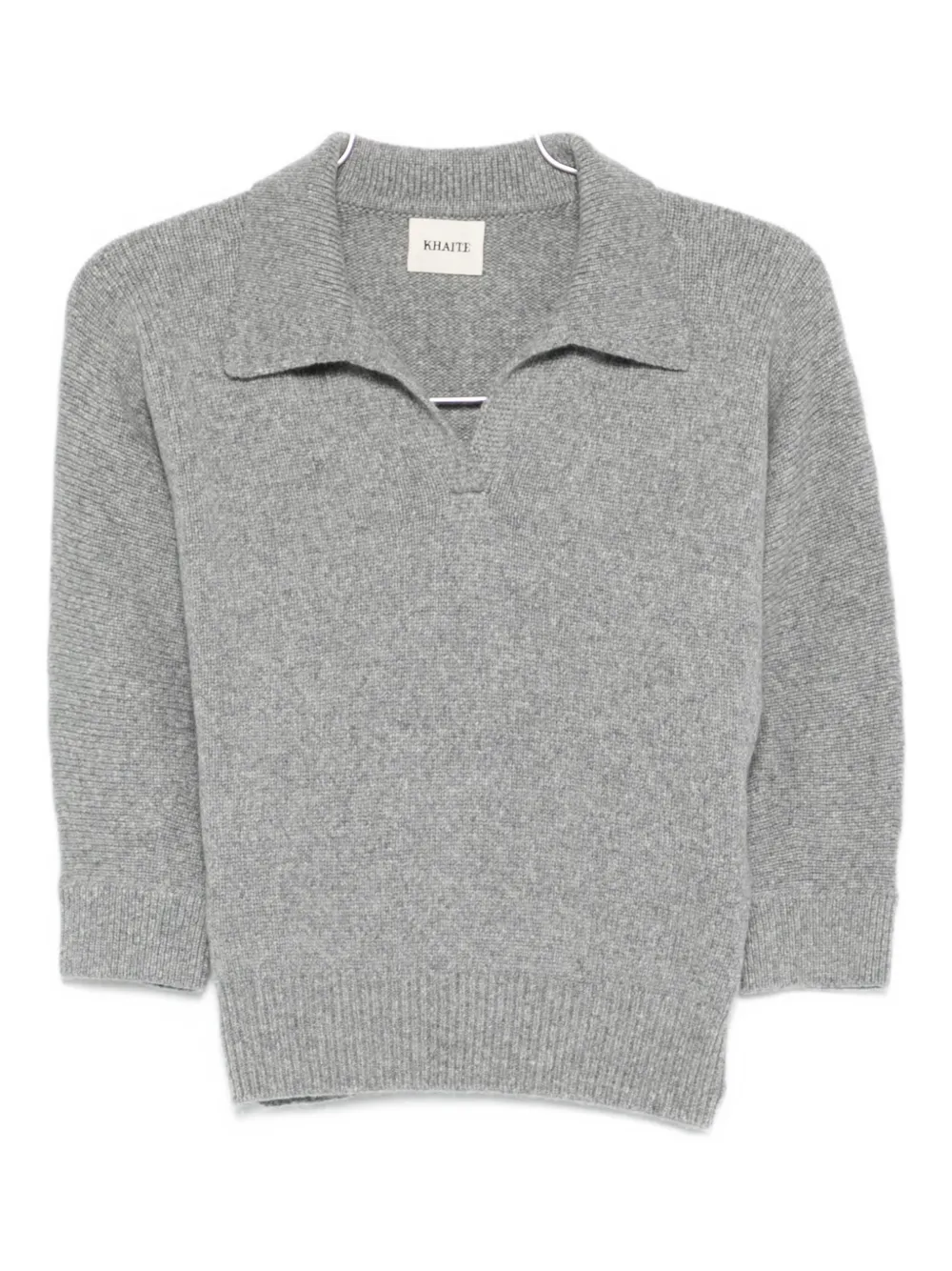 Khaite Polo-neck Cashmere Sweater In Gray