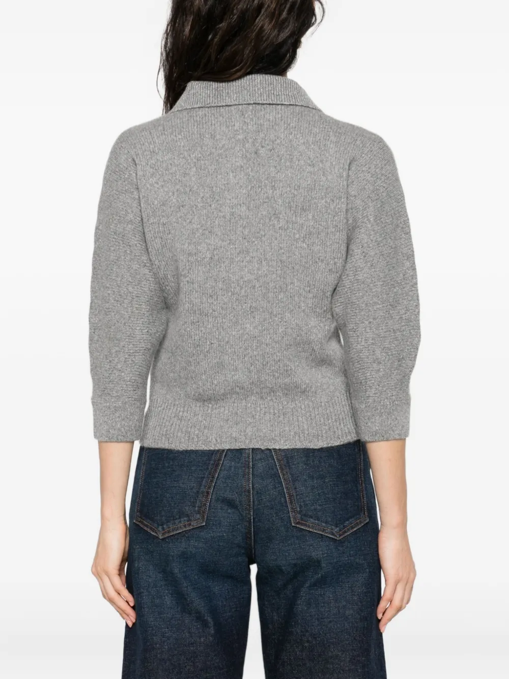 Khaite Polo-neck Cashmere Sweater In Gray