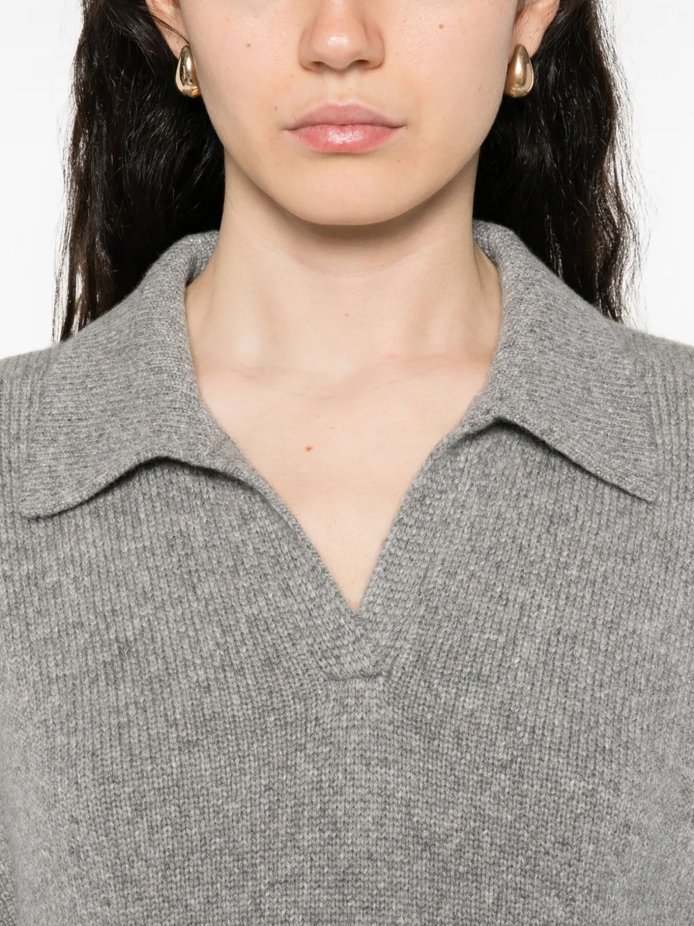 Khaite Polo-neck Cashmere Sweater In Gray