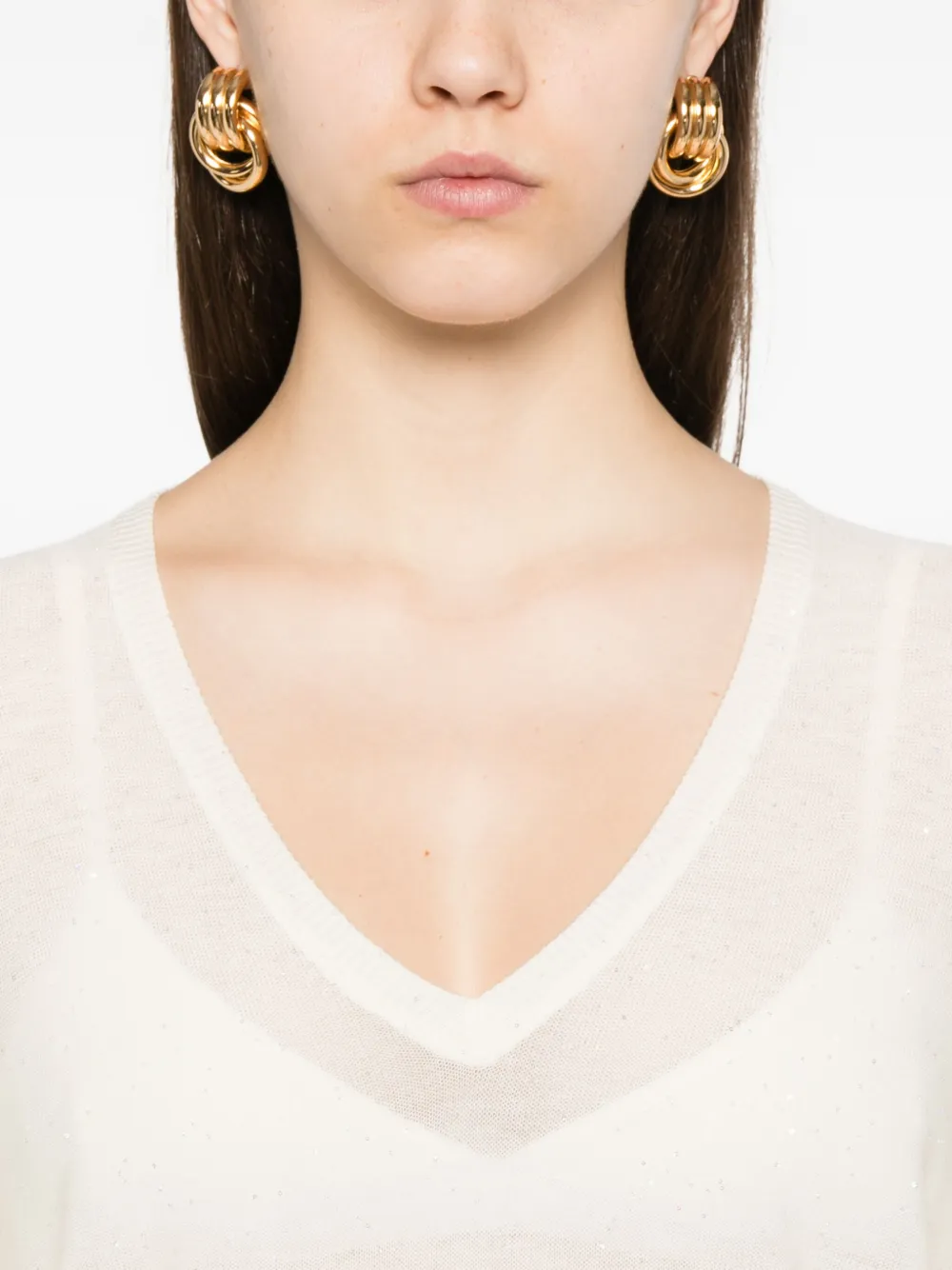Fabiana Filippi T-shirt met V-hals Beige