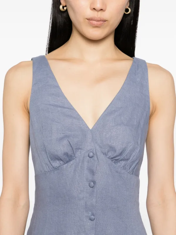 Reformation Sebastien Linen Dress | Blue | FARFETCH ID