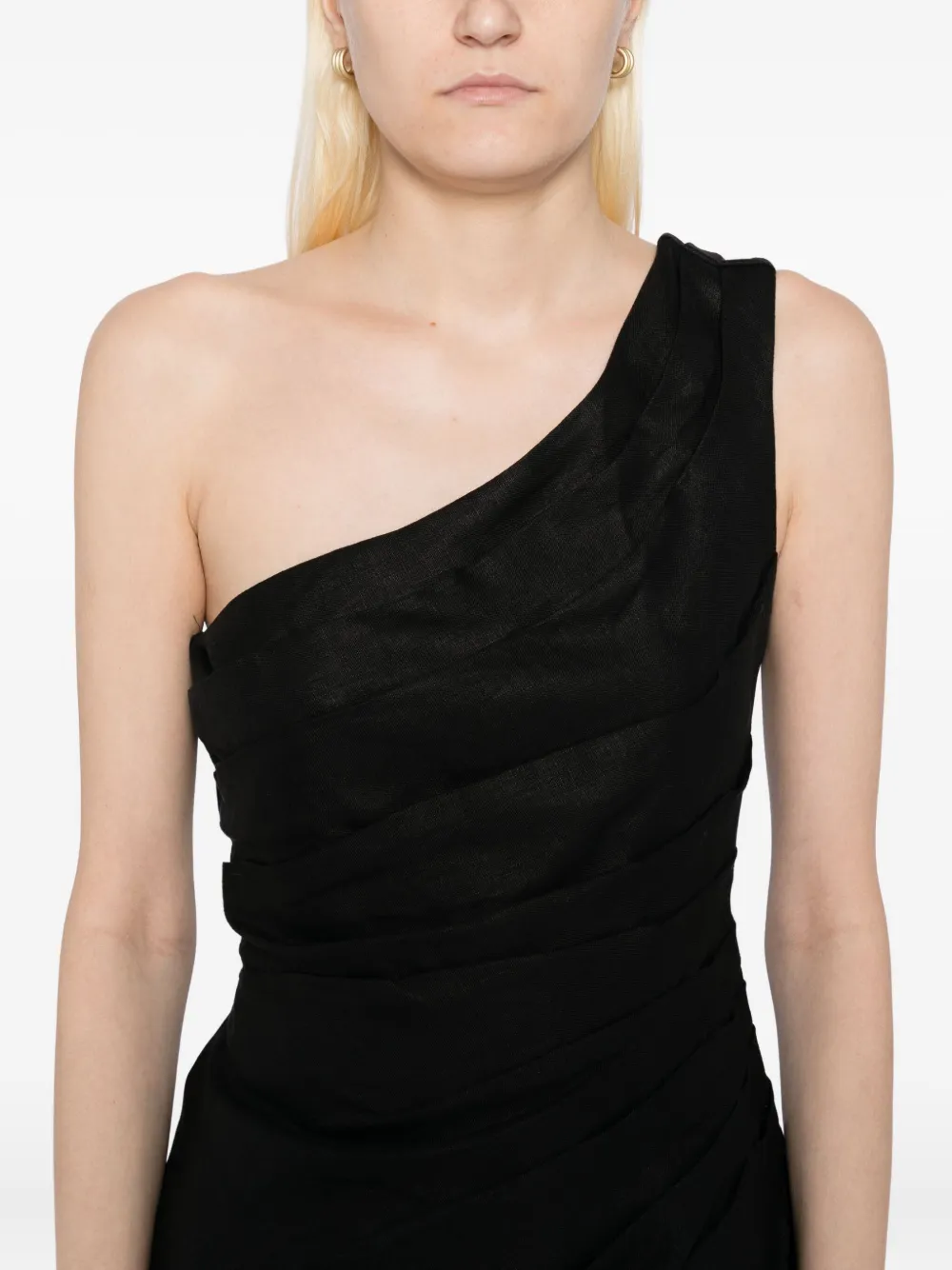 Reformation Ciro linnen jurk Zwart