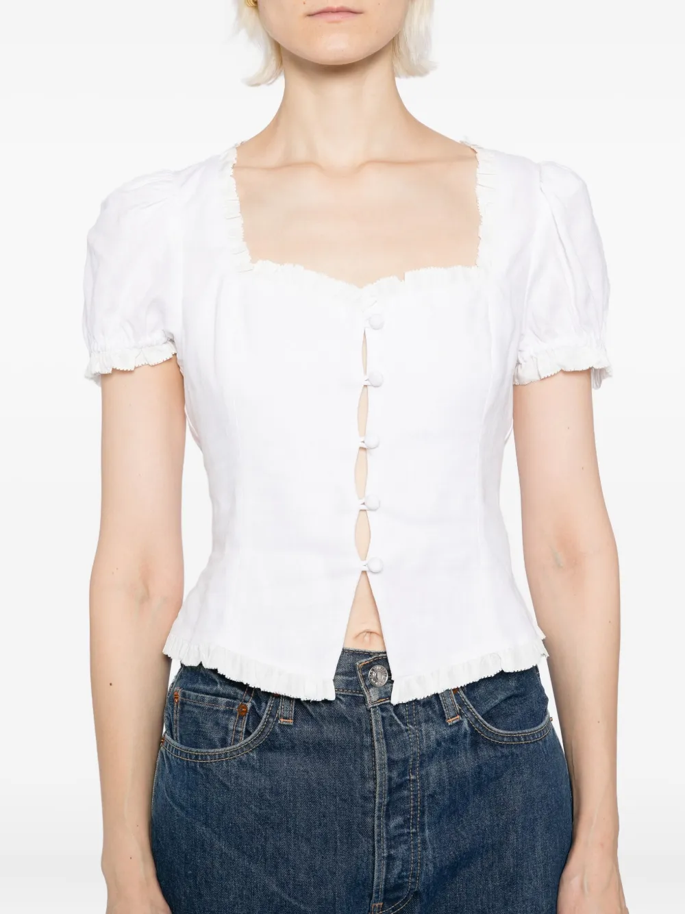 Reformation Rosemary linnen top Wit