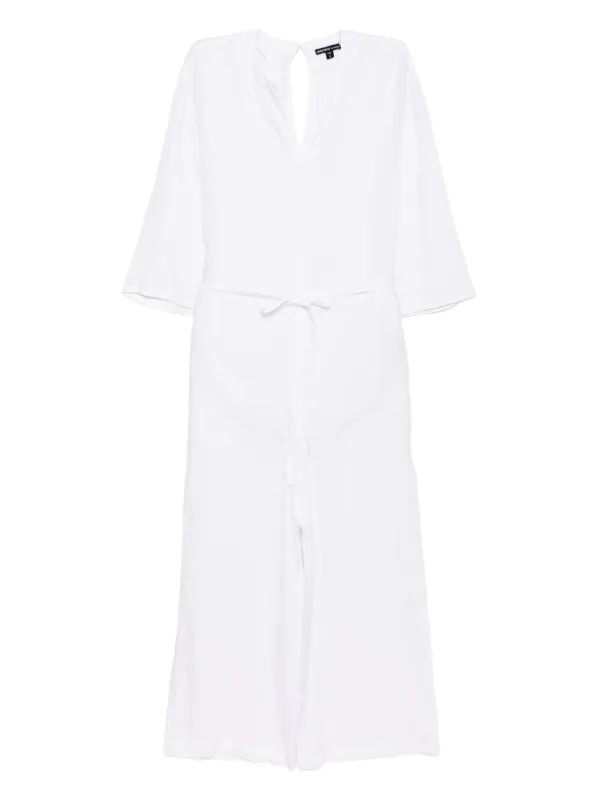 James Perse Belted Linen Women Jumpsuit - White