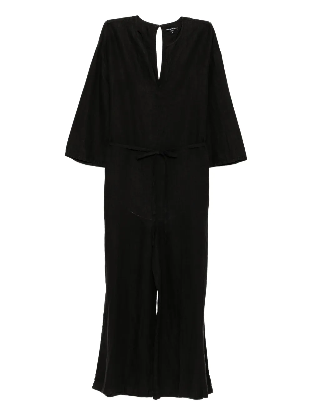 James Perse Belted Linen Jumpsuit In Black