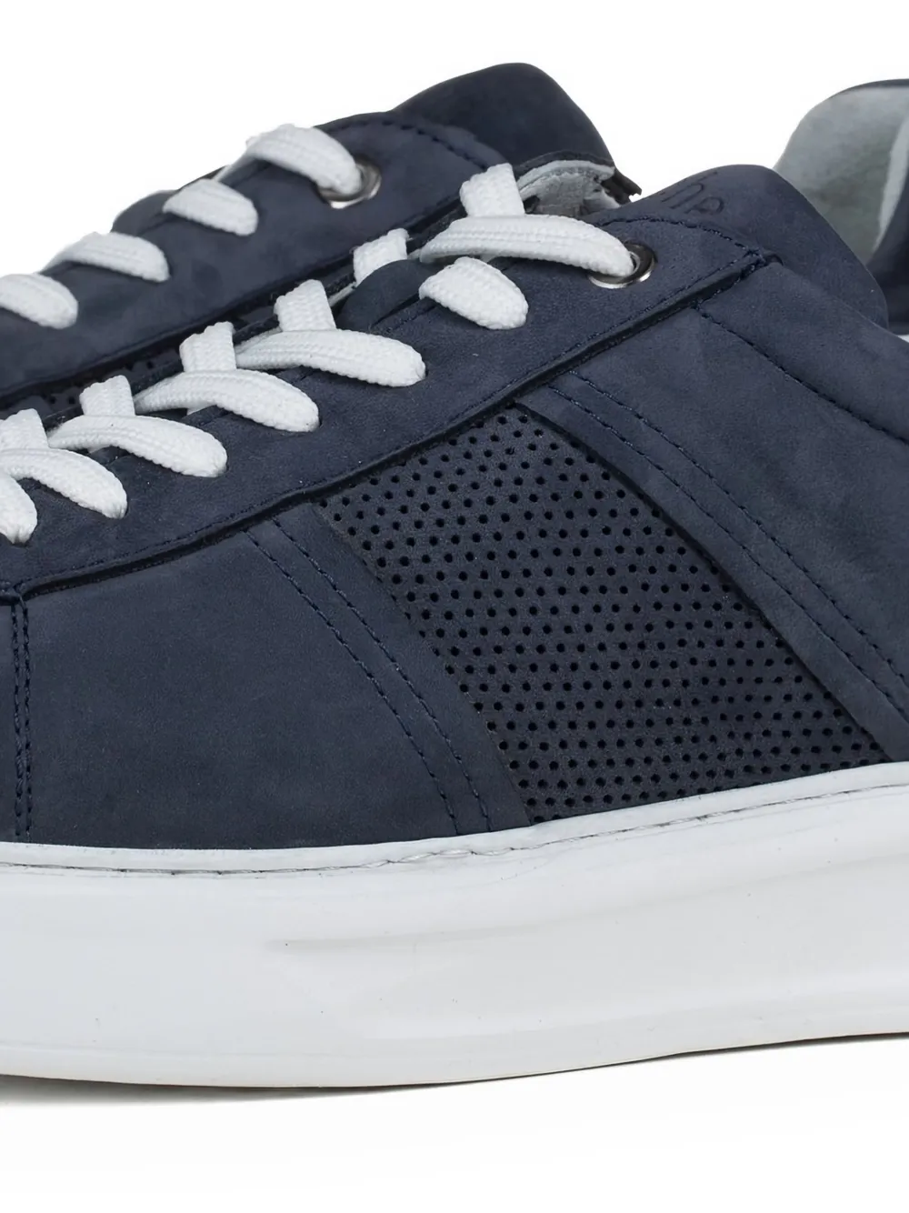 Poche Paris perforated-detail suede sneakers Blue