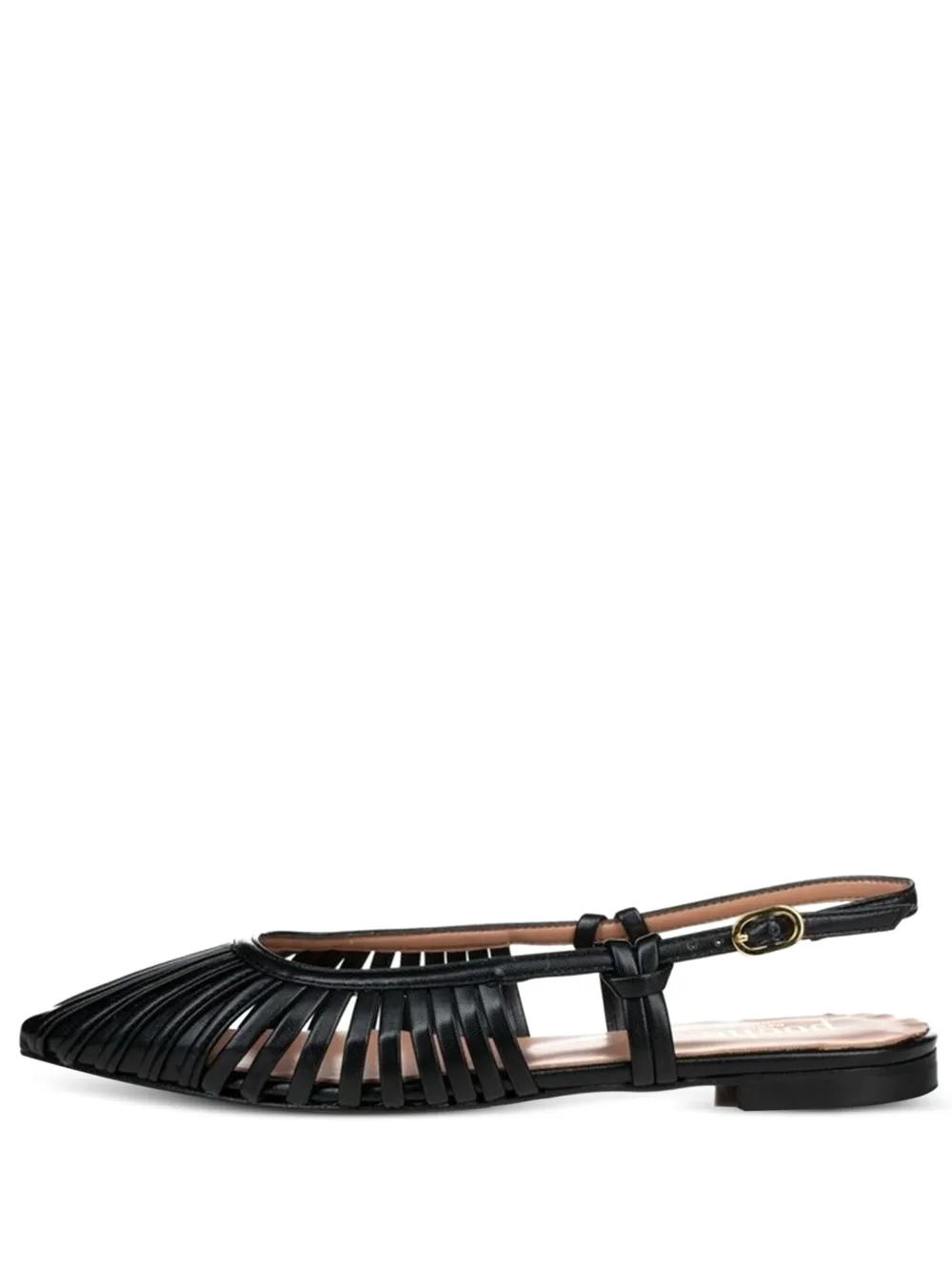 Poche Paris Corinne Slingback Flat Sandals In Black