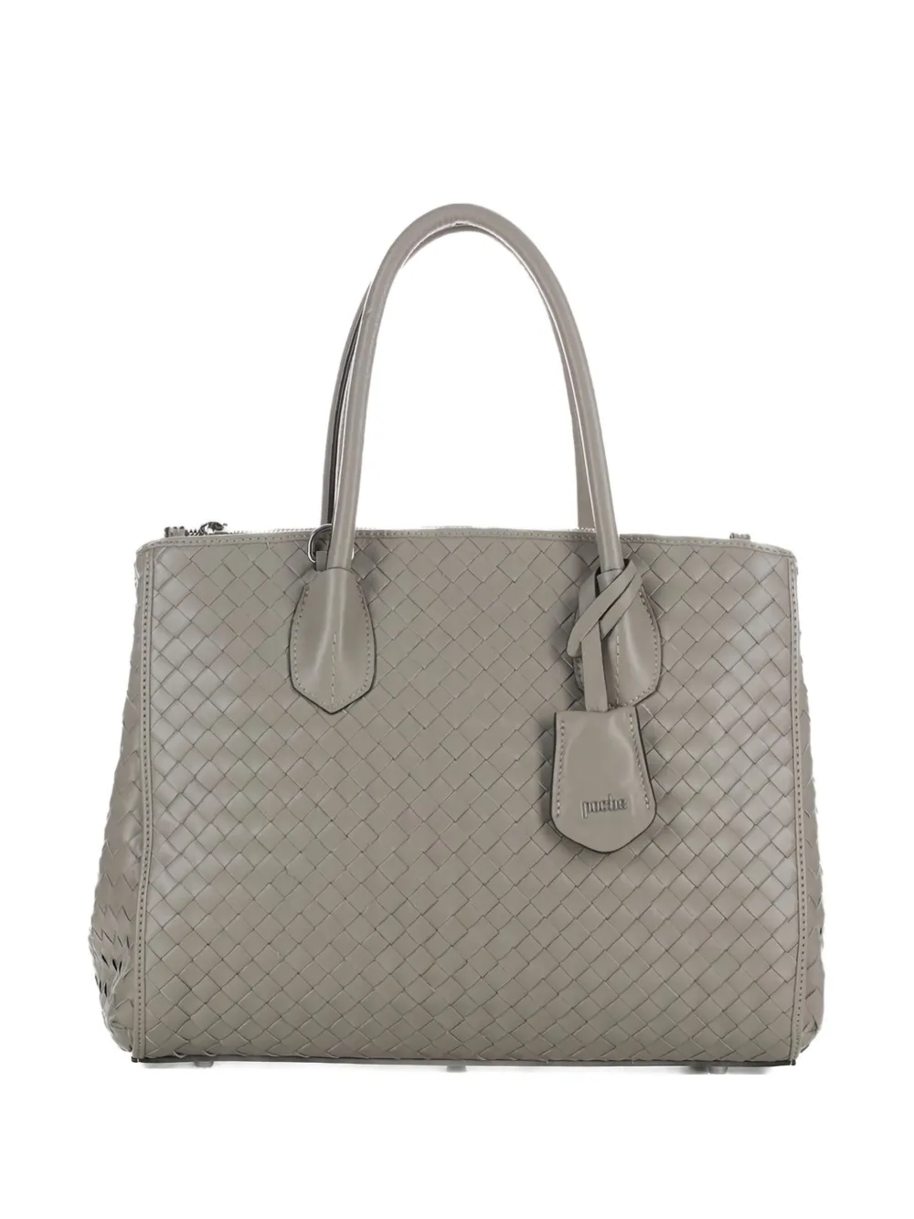 Poche Paris Ambre Torba woven leather tote bag | Grey | Image 1