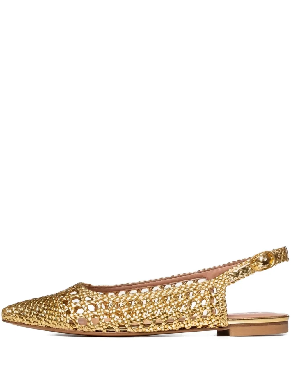 Poche Paris Estelle Woven Slingback Pumps In Gold
